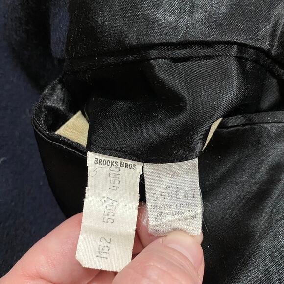 VTG Brooks Brothers Coat Mens 45R Wool Overcoat Car Jacket Navy Preppy Trench - Picture 7 of 12